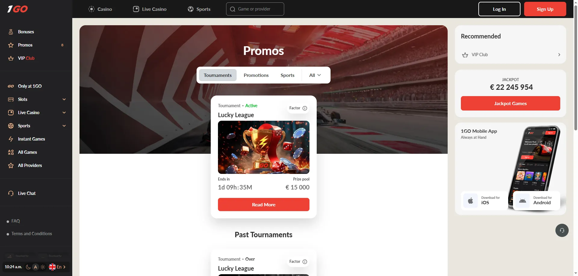 1GO Casino welcome bonus 225% up to 81000 INR plus free spins
